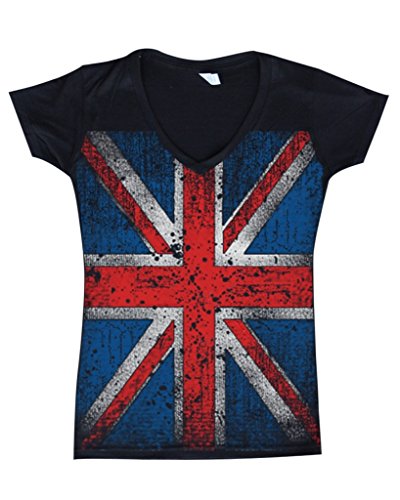 Union Jack Vintage British Flag Women V-Neck United Kingdom Flag Shirts #13315