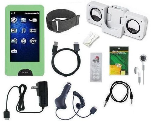 11 Items Premium Accessory Bundle Combo For Sony Walkman X Series (NWZ-X1050 / NWZ-X1051 / NWZ-X1060 / NWZ-X1061) includes: Green Silicone Skin case, Car Charger, Wall Charger, USB Straight data cable, Adjustable Armband, Belt Clip, LCD Screen Protector w