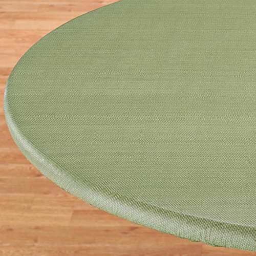 LAMINET Elastic Fitted Table Cover - Basketweave (Green) - Small Round - Fits Tables up to 44 Diameter