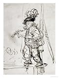 Actor with Parrot, Pen and Brown Ink Drawing Giclee Poster Print by Rembrandt van Rijn , 12x16