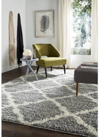 Safavieh Daley Power-Loomed Shag Area Rug-5'/1" X 7'/6,grey/ivory