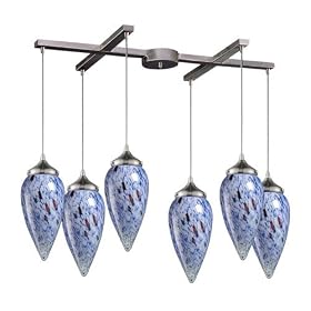 Lacrima - 6 Light Kitchen Island Pendant Track Lighting Fixture - Brushed Nickel - Blue -... by Elk