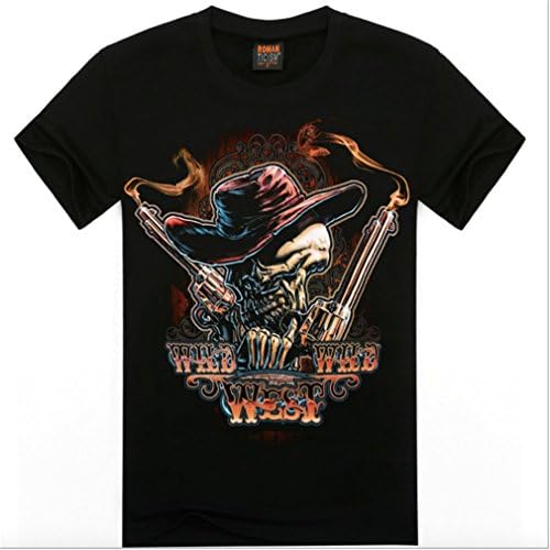 Transasi Men's Skull Printed Crewneck Short Sleeve T-Shirt Tops (Medium, A03)