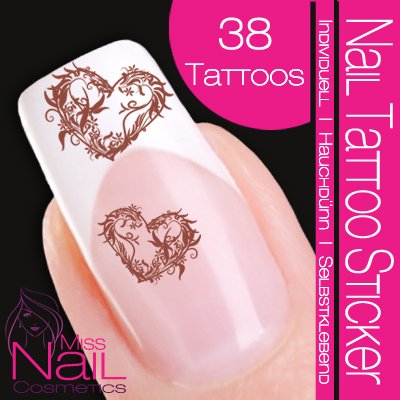 Nail Tattoo Sticker Herz / Floral - braun Preisvergleich