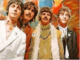 THE BEATLES PORTRAIT ORIGINAL MIXED MEDIA W OIL, ACRYLIC, GICLEE ON CANVAS MOUNTED 28X20X3/4