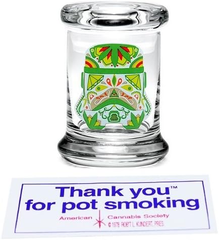 Bundle - 2 Items - 420 Science X-Small Pop Top Stash Jar with Sugar Trooper Decal & 2ʺ x 4ʺ Thank You For Pot Smoking Sticker