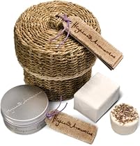 Scottish Fine Soaps Highland Aromatics Coorie In Basket Gift Set Body Butter 100gm Soap & Lavender Bath Fizz 80gm