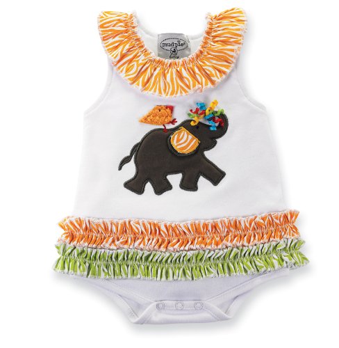 Mud Pie Baby-Girls Newborn Safari Elephant All-In-One Dress, Multi, 9-12 Months