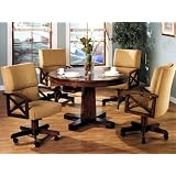 3-in-1 Solid Oak Wood Pool Poker Game Dining Table Chairs set by Coaster Company