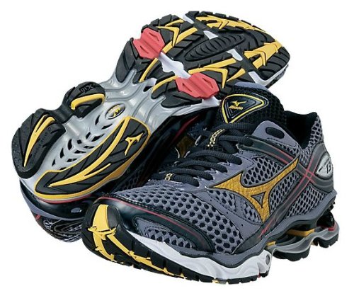 Mizuno Men's Wave Creation 13 Running Shoe,Folkstone Grey/Spectre Yellow/Chinese Red,9 D US