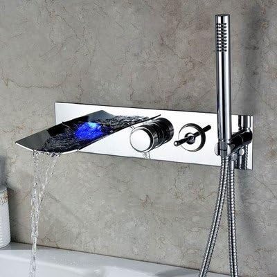 Sumerain International Group Double Handle Wall Mount LED Waterfall Tub Faucet with Handshower by Sumerain International Group