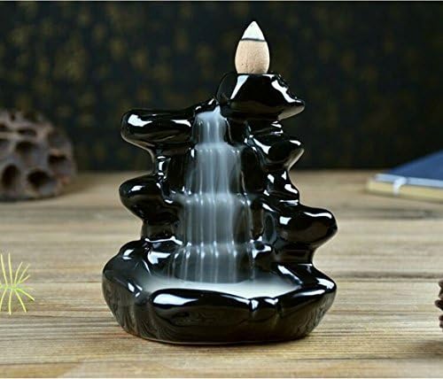 YZGS Ceramic Glaze Incense Smoke Cone Burner Backflow Censer Tower Holder Porcelain Decoration Charcoal Ash Catcher Tray Bowl for Home Ornamental Yoga Bedroom GSLS