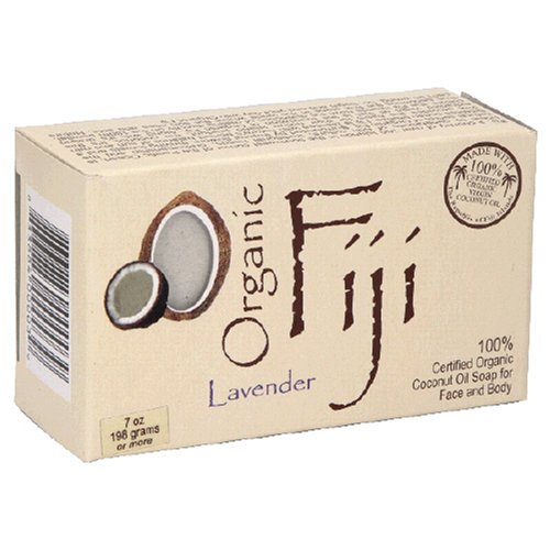 Organic Fiji Coconut Oil Soap, For Face and Body, 100% Certified Organic, Lavender, 7-Ounces (Pack of 3)