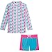 SwimZip Girls Long Sleeve Rash Guard Swim Shorts Set with UPF 50+