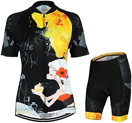Usfans Women's Cycling Riding MTB Bike Bicycle Short Sleeve Jersey + Shorts Sets