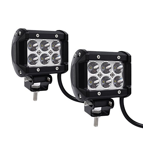 Stanbow 2 pieces 18W 1260LM LED Light Bar Spot Combo Driving Fog Light 60 Degree Waterproof Off Road Lights 6000K White Color Jeep Lamp for Truck SUV Boat