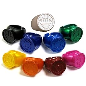  Green Lantern Blackest Night / Brightest Day Set of 9 Power Rings White/Red/Orange/Yellow/Green/Blue/Indigo/Violet/Black