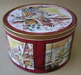 Empty Christmas Popcorn Tin Can - 10 1/2 inches tall x 6 1/8 inches in diameter - TIN IS EMPTY - NO POPCORN INCLUDED - FOR DECORATION OR STORAGE