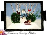 CHRISTMAS SERVING PLATTER,PARTY TRAY SNOWMAN WOODLAND