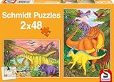  : Schmidt Spiele 55052 - Bunte Dinosaurier, 2 x 48 Teile