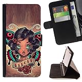 DEVIL CASE - FOR Sony Xperia m55w Z3 Compact Mini - Rebirth Quote Girl Tattoo Ink Art Body Butterfly - Style PU Leather Case Wallet Flip Stand Flap Closure Cover