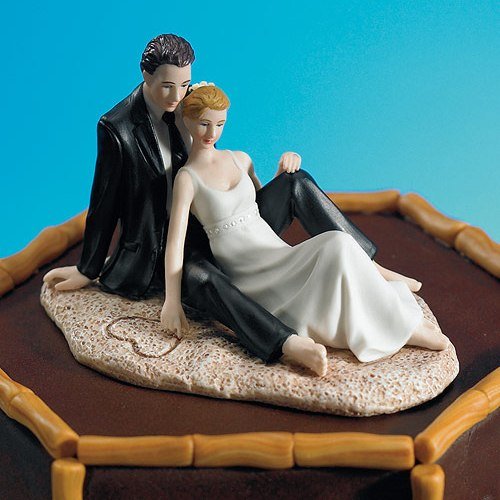 Romantic Wedding Couple Lounging on the Beach Figurine