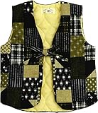 和風キルトベスト パッチワーク柄 ベビー&キッズ 日本製 (80cm, 黒)