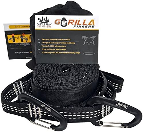 Hammock Tree Straps with Carabiners For Camping or Tree Tent - Adjustable Lightweight Suspension Kit, Heavy Duty 100% Polyester - Non-Stretch Portable Hammock Anchors Similar to ENO Atlas