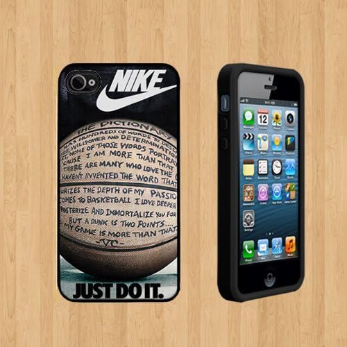 NIKE JUST DO IT QUOTE BASKETBALL Custom Case/Cover FOR Apple iPhone 4 /4S BLACK Rubber Case ( Ship From CA )