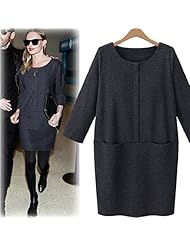 Cotton Colorblocking Summer Winter 2015 Round Neck  Dress