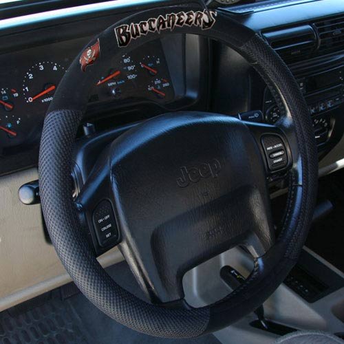 Tampa Bay Buccaneers Black Steering Wheel Cover -