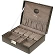 Valet Leather Black Storage Case Watches Jewelry Cuff Links