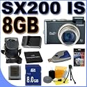 Canon PowerShot SX200IS 12MP Digital Camera w/12x Wide Angle Optical IS Zoom (Black) 8GB BP5L Battery BigVALUEInc Accessory Saver Bundle