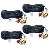 VideoSecu 4 x 150 Feet Audio Video Power Security Camera Cables with Free BNC RCA Connectors for CCTV Surveillance Cameras DVR System 1LU