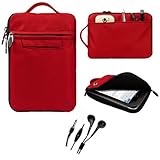IMAGE OF Red Hydei Soft Nylon Protector Sleeve Carrying Case with Handle for Latest Barnes & Noble NOOK 7-inch Android 2.3 Tablet + Black Hands-free Headphones