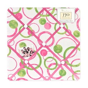 Circles Pink and Green Fabric Memory/Memo Photo Bulletin Board