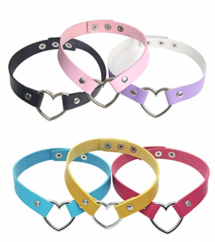 Unisex Vintage Collar Punk Goth Emo Heart Leather Choker Necklace