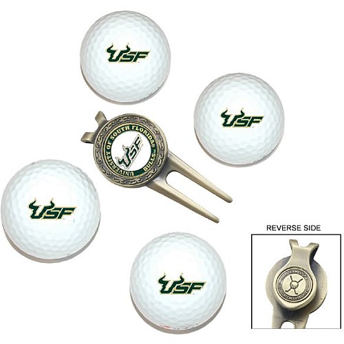 South Florida Bulls Pack Of 4 Golf Balls And Divet Tool Gift Set From Team Golf