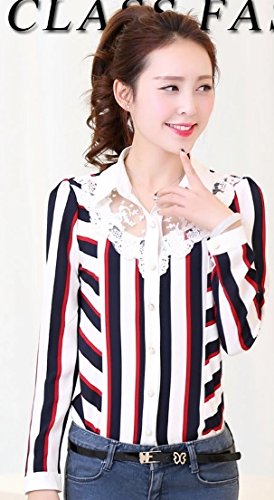 Sta.ANA(サンタ・アナ) 襟元 シースルー ストライプ柄 ブラウス 2カラー