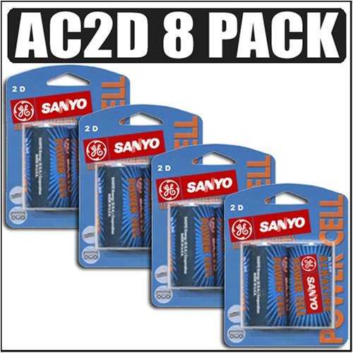 Sanyo GES-AC2D Alkaline D Cell Batteries 8 Pack - Sanyo AC2DK2