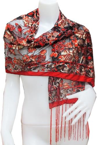 "NISAKORN"VERY NICE FLOWER LOVELY PASHMINA SCARF SHAWL WRAP THROW WITH COMPLIMENTARY