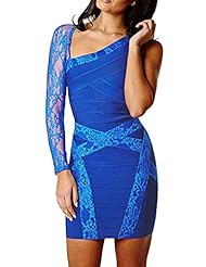 Sexy One Shoulder Backless Lace Nylon/Rayon/Spandex Cocktail Above the Knee Bandage Dress/Club Dress/Party Dress 