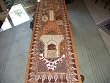 Moti Beaded Brown Table Runner Sari Wall Hanging Patchwork Tapestry 70