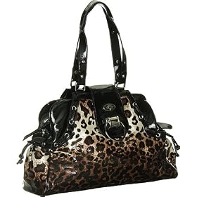 ''Exotic Overnight'' Patent Oversized Bag - Brown Leopard Print or Red Croco