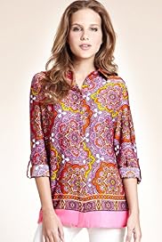 Long Turn Up Sleeve Floral Longline Shirt