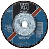 PFERD Polifan SGP Abrasive Flap Disc, Type 29, Threaded Hole, Phenolic Resin Backing, Zirconia Alumina, 4-1/2 Dia., 60 Grit (Pack of 1)