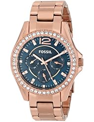 Fossil Womens ES3341 Riley Analog Display Analog Quartz Rose Gold Watch