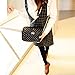 Women Messenger Bags Rivet Chain Shoulder Bag Leather Crossbody (Black )