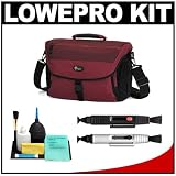 Lowepro Nova 190 AW Shoulder Camera Bag (Bordeaux Red) + Accessory Kit for Canon Rebel XSi, XS, T1i, XTi, 50D, 7D, Nikon D40, D60, D3000, D5000, D90, D300, D300s, D700, Olympus Evolt E-30, E-450, E-520, E-620, and Sony Alpha A230, A330, A380, A500, A550, A700 Digital SLR Cameras