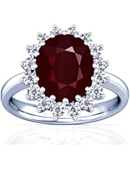 14K White Gold Cushion Cut Ruby Ring With Sidestones (GIA Certificate)